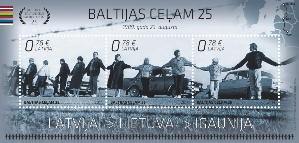 “Baltijas ceļa” 25 gadu atcerei  izdod īpašas pastmarkas 