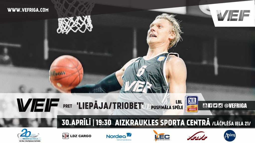 Aizkraukles novada sporta centrā Latvijas basketbola līgas spēle. “VEF Rīga” — “Liepāja/Triobet”