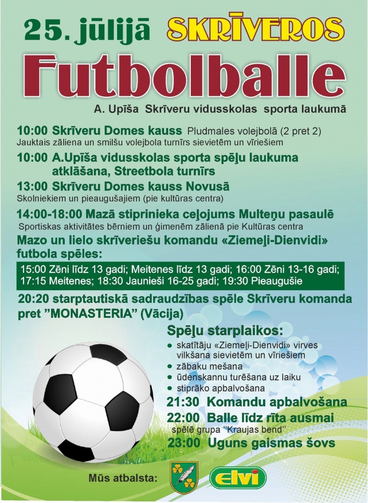 Skrīveros svinīgi atklās rekonstruēto sporta spēļu laukumu
