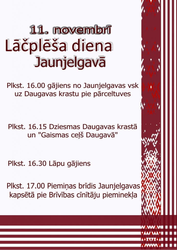 Jaunjelgavā svinēs Lāčplēša dienu