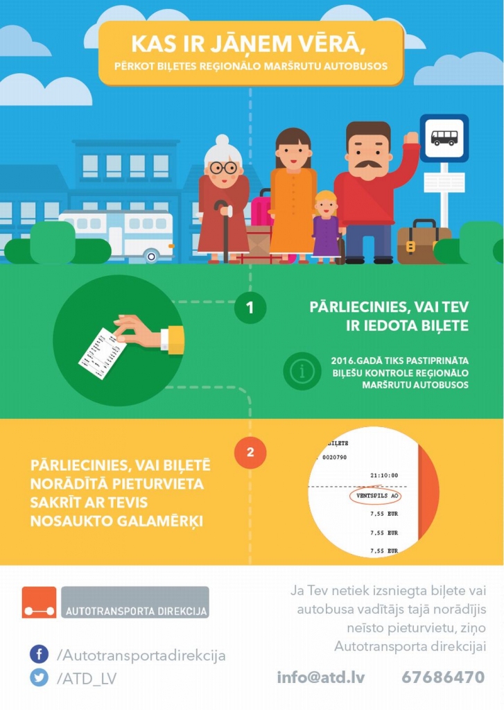 Autotransporta direkcija aicina pasažierus ņemt biļetes; 2016.gadā dubultos kontroles apjomu reģionālo maršrutu autobusos