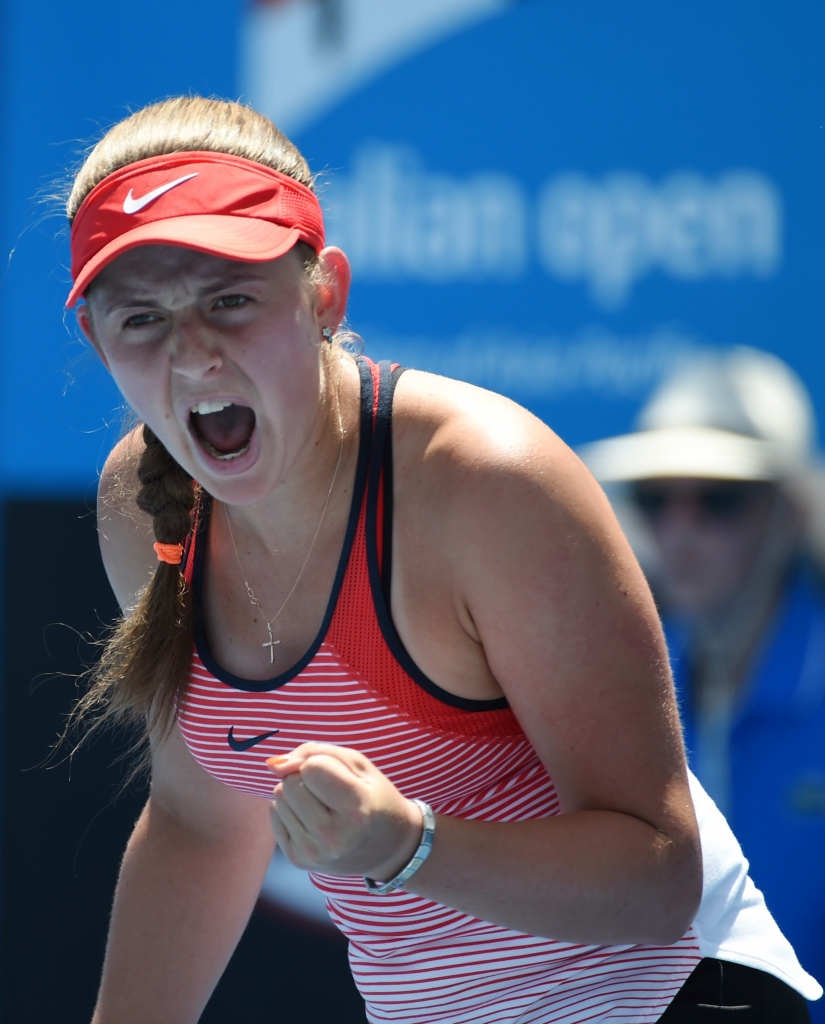 FOTO: Ostapenko neizmanto mačbumbu, piekāpjoties Austrālijas atklātā čempionāta pirmajā kārtā