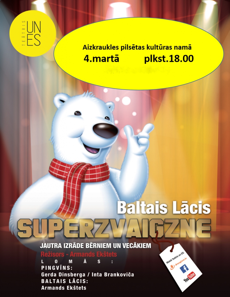 Aizkrauklē izrāde bērniem „Baltais Lācis – superzvaigzne”