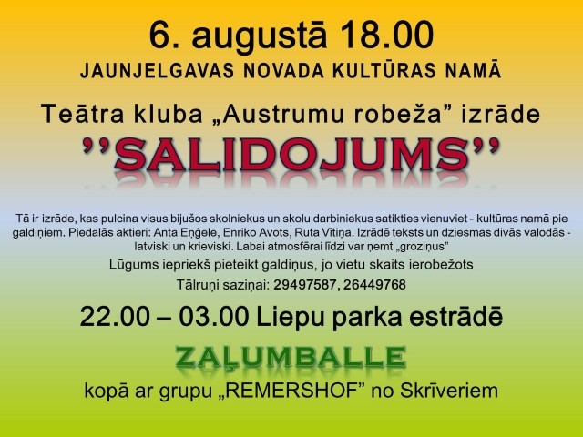 Jaunjelgavā — teātra izrāde "Salidojums