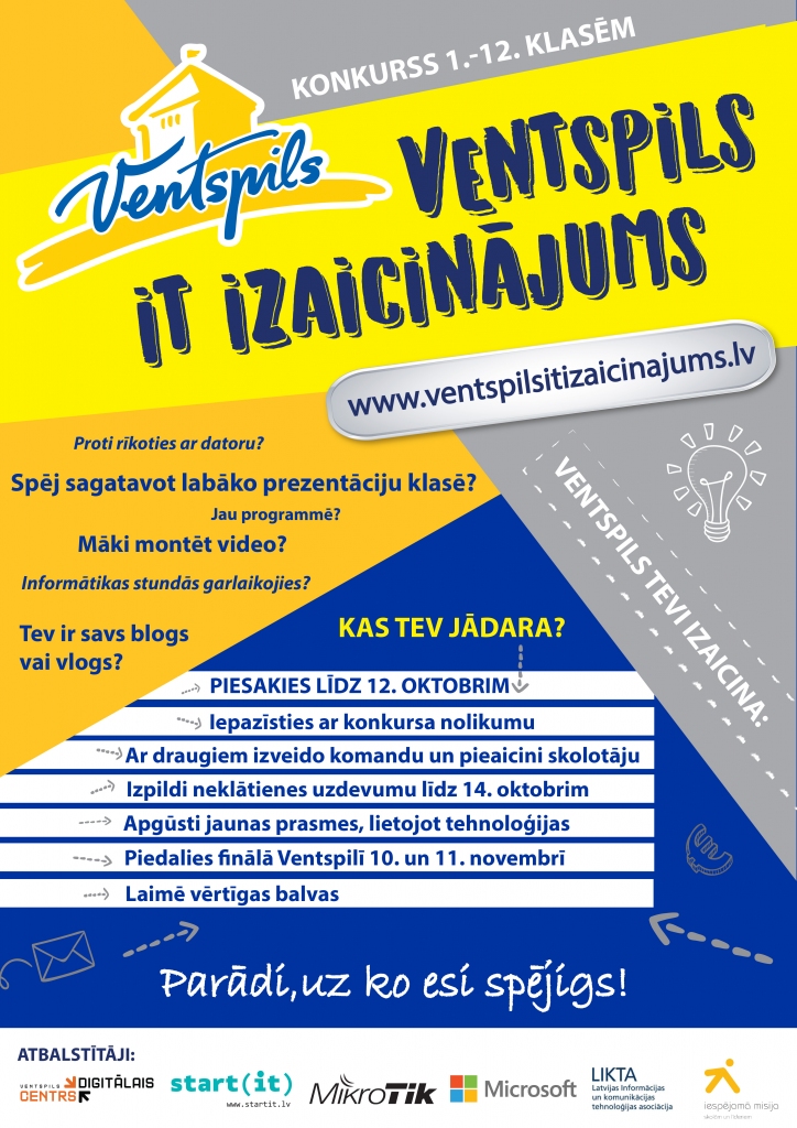 Konkurss 1. - 12. klašu skolēniem '“Ventspils IT izaicinājums 2016”