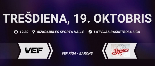 Aizkrauklē "VEF Rīga" pret "Barons"