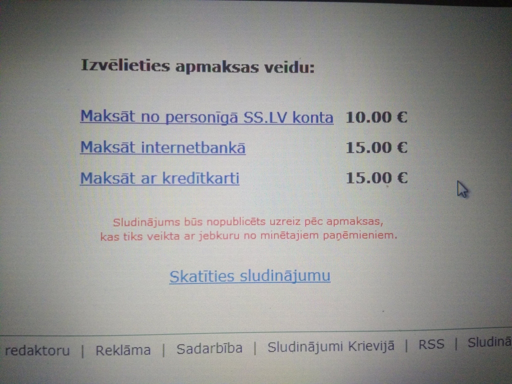 Sludinājumu portāls ss.lv skaidro savu jauno cenu sistēmu