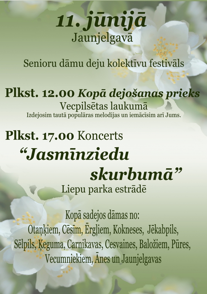 Jaunjelgavā senioru dāmu deju kolektīvu festivāls “Jasmīnziedu skurbumā”