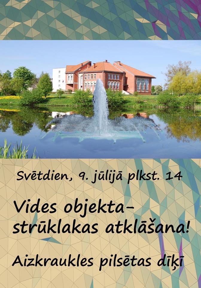 Aizkraukles pilsētas dīķī atklās strūklaku