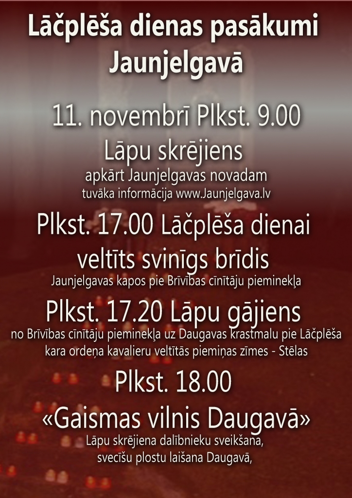 Jaunjelgavā 11. novembrī Lāčplēša dienas pasākumi