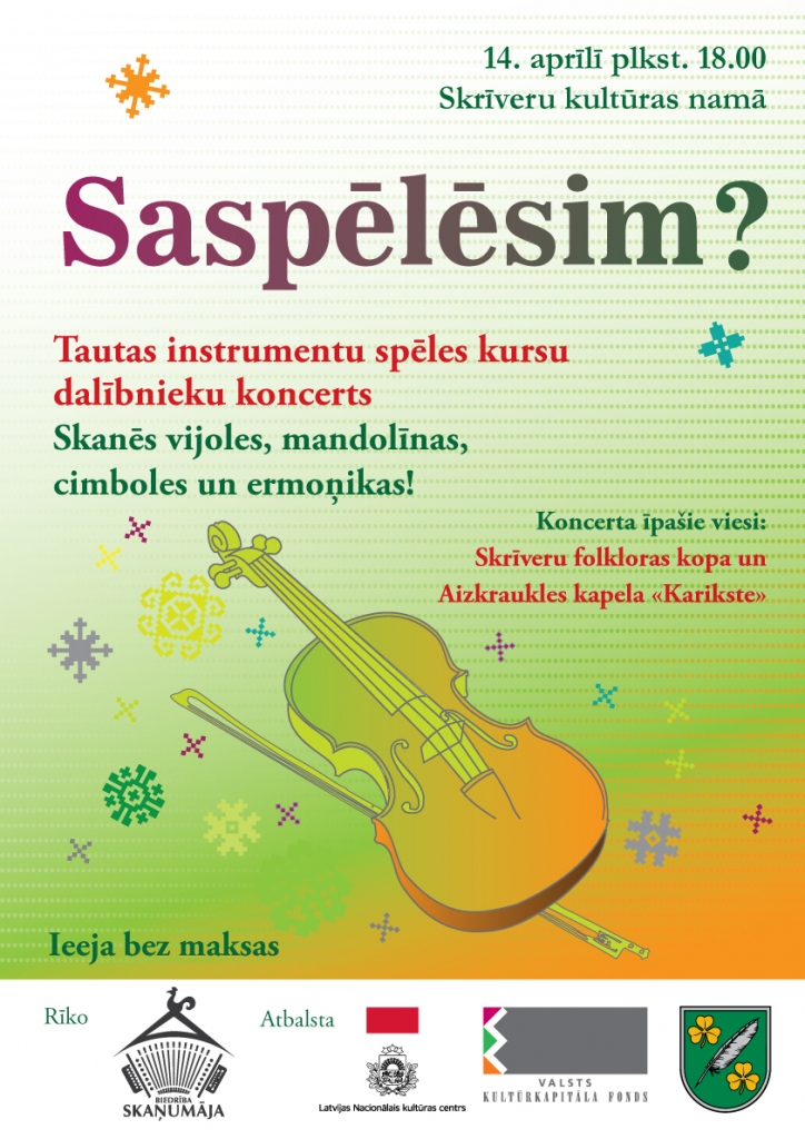 Skrīveros bezmaksas koncerts “Saspēlēsim?”