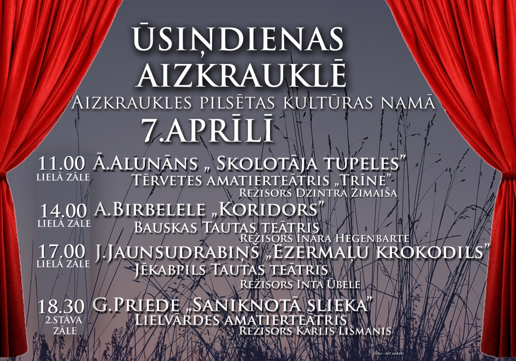 Aizkrauklē “Ūsiņdienu” teātra izrādes