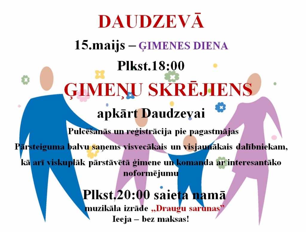 Daudzevā 15.maijā – Ģimenes diena