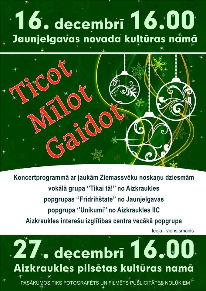 Jaunjelgavā koncerts "Ticot, mīlot un gaidot"