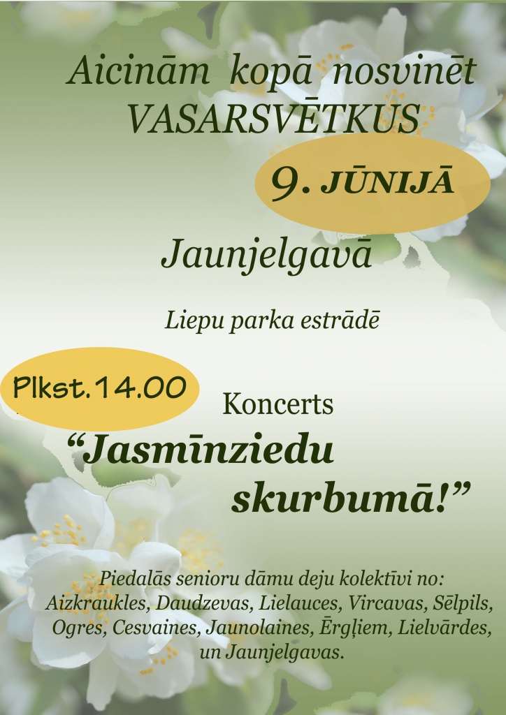 Jaunjelgavā koncerts "Jasmīnziedu skurbumā"