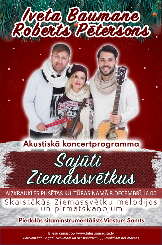 Aizkrauklē koncerts otrajā adventē “Sajūti Ziemassvētkus!”