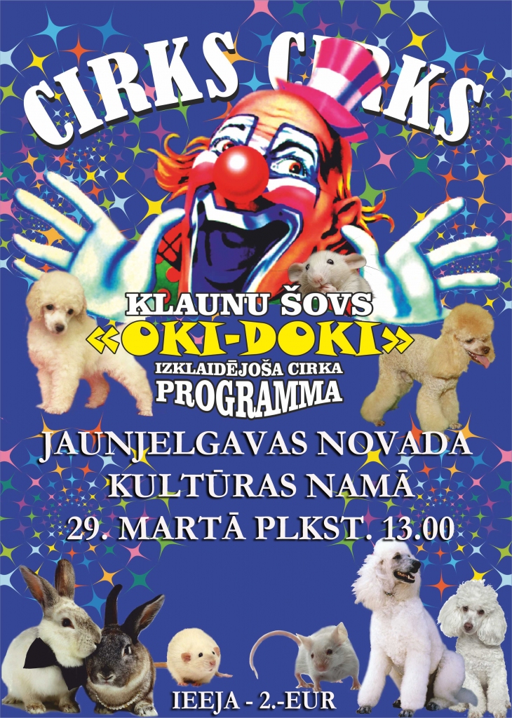 Jaunjelgavā klaunu šovs "Oki-doki"