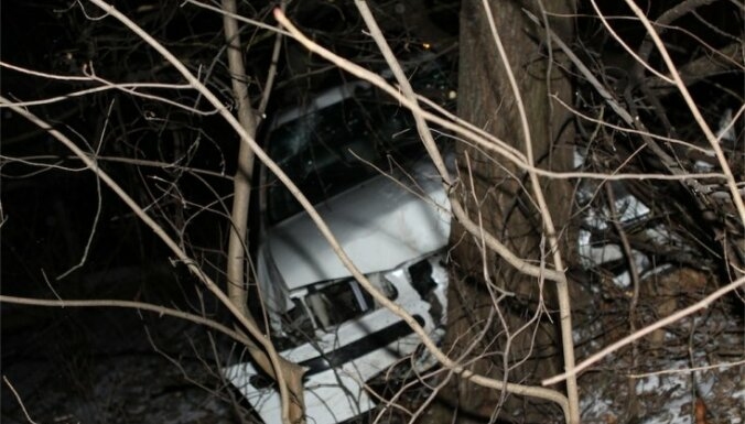 Aizkraukles pagastā ar auto nogāž koku, Daudzeses pagastā iebrauc grāvī