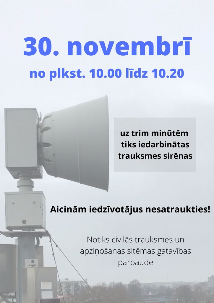 VUGD 30.novembrī pārbaudiīs trauksmes sirēnas