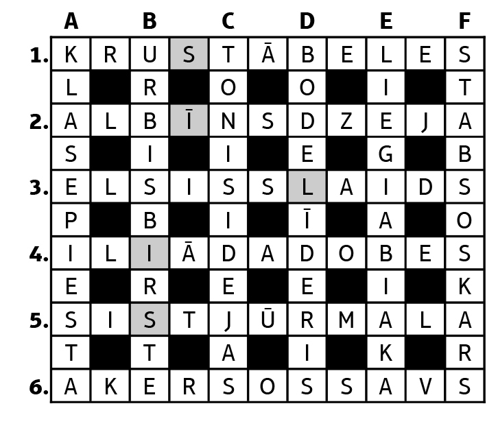 Laikraksta “Staburags” 11. jūnija numurā publicēto mīklu atbildes